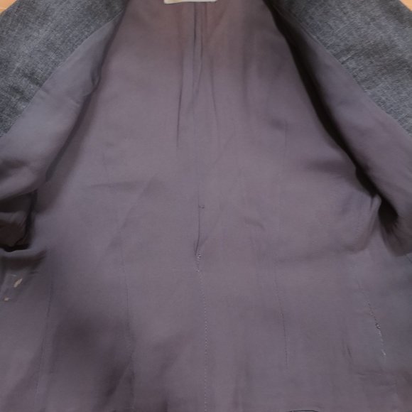 1940s Vintage Leopard Print Faux Fur Collar Suit Jacket Blazer Dark Gray Ladies - Picture 5 of 8